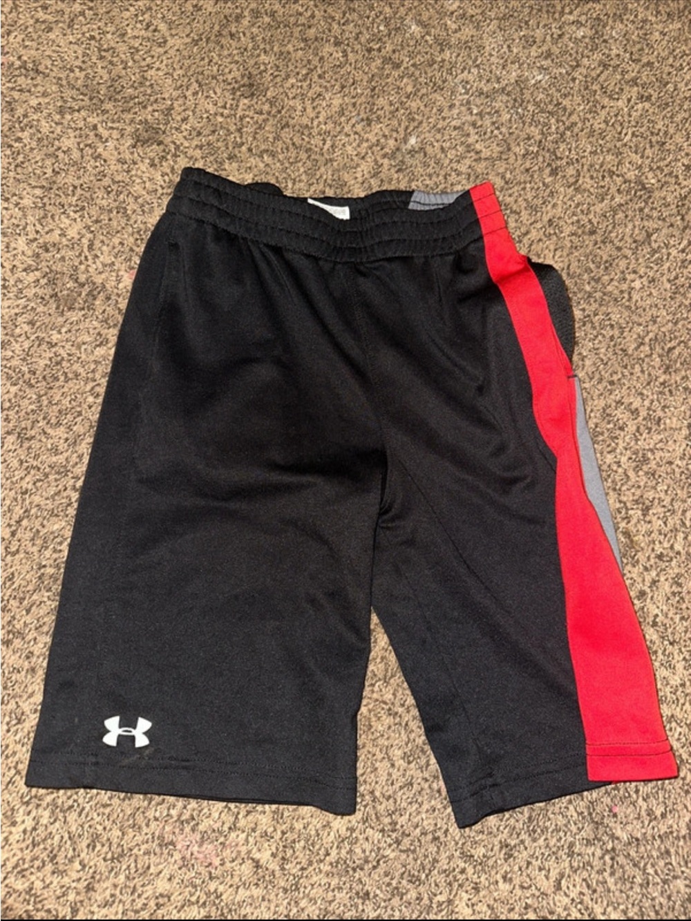 Under Armour Black Athletic Shorts with Red Side Panel